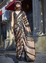 Sattin Crepe Black Party Wear Digital Printed Saree